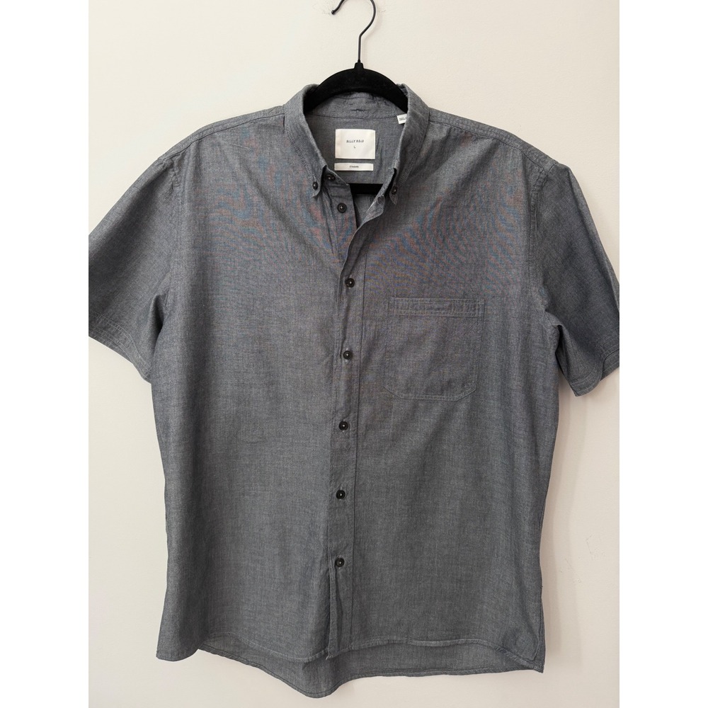 Billy Reid Gray Short Sleeve Button Front Shirt Men's Large Casual Cotton